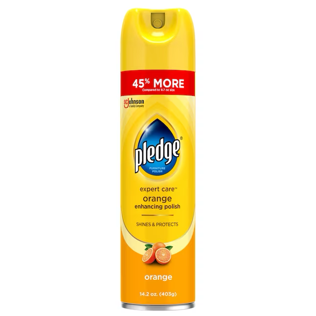 Pledge Enhancing Polish Spray limpiador para telas y tapicería de color naranja, 14.2 oz
