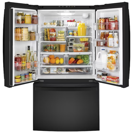 GE 27-cu ft French Door Refrigerator with Ice Maker and Water dispenser (Black) ENERGY STAR