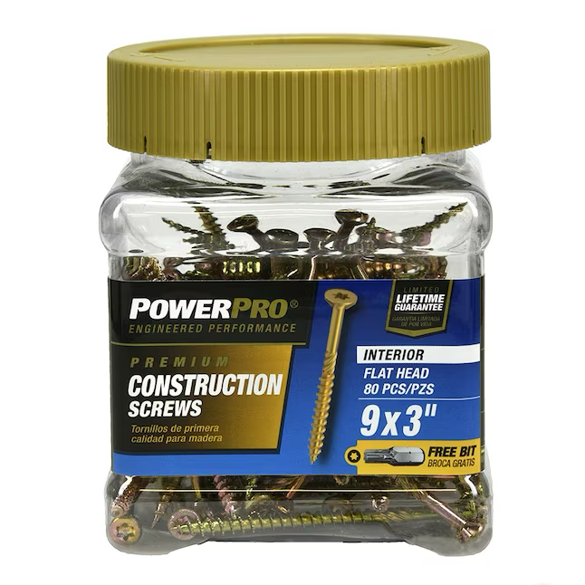 Power Pro #9 x 3-in Yellow Zinc Interior Wood Screws (80-Per Box)