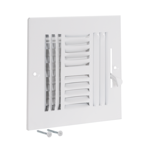 8 in. x 8 in. (Duct Size) 4-Way Steel Wall/Ceiling Register White
