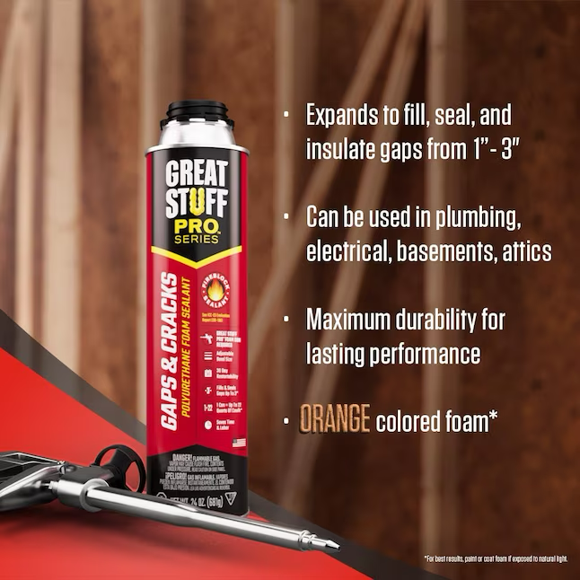 GREAT STUFF PRO Gaps and Cracks Pistola rociadora de 24 oz Aislamiento de espuma en aerosol para interiores y exteriores