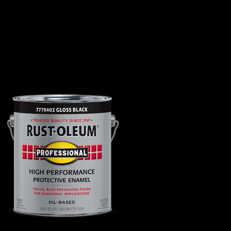 Rust-Oleum Pintura de esmalte industrial a base de aceite para interiores y exteriores, color negro brillante profesional (1 galón)