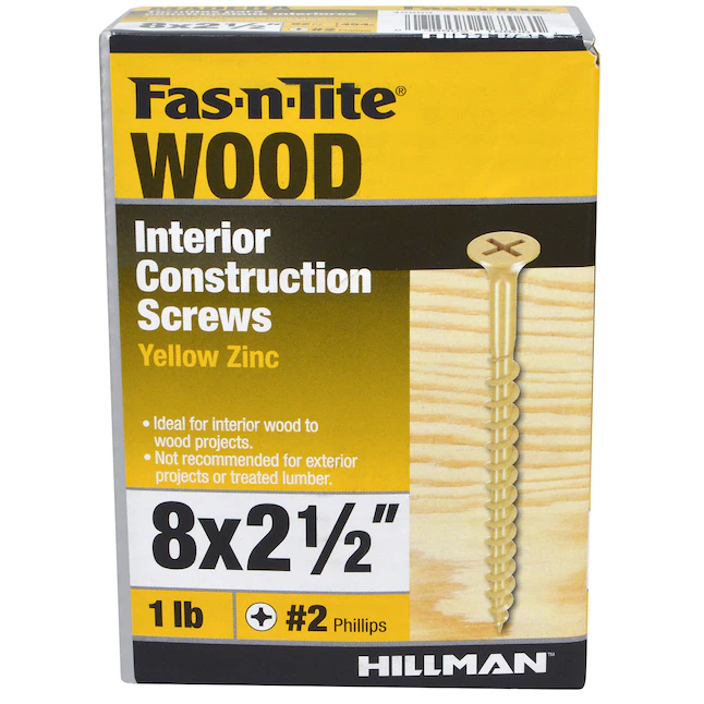 Tornillos para madera para interiores de zinc amarillo Fas-n-Tite n.º 8 x 2-1/2 pulgadas