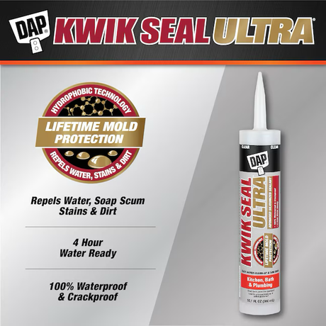 Masilla de látex transparente DAP Kwik Seal Ultra de 10,1 oz