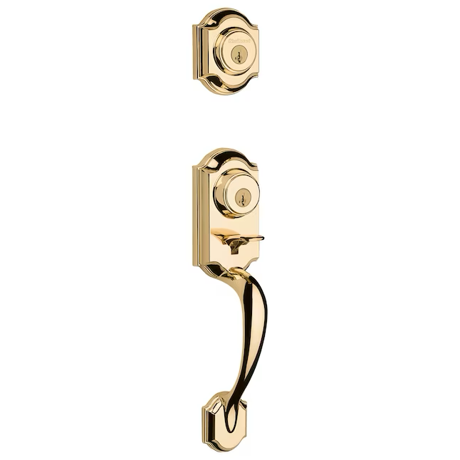 Kwikset Signature Series Montara Polished Brass Single-Cylinder Deadbolt Keyed Entry Door Handleset Knob Smartkey