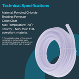 Tubo de vinilo trenzado reforzado transparente de PVC reforzado EZ-FLO de 3/8 pulgadas de diámetro interior x 20 pies
