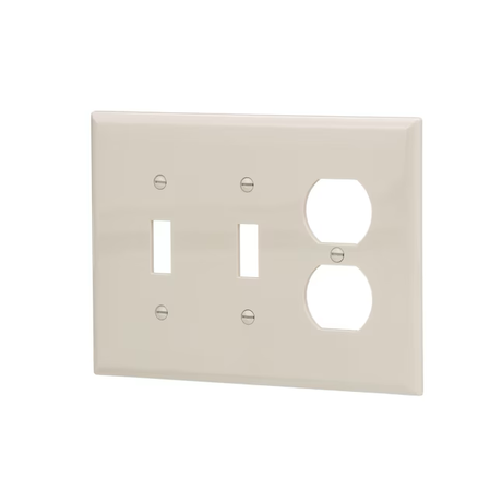 Eaton 3-Gang Midsize Light Almond Polycarbonate Indoor Toggle/Duplex Wall Plate
