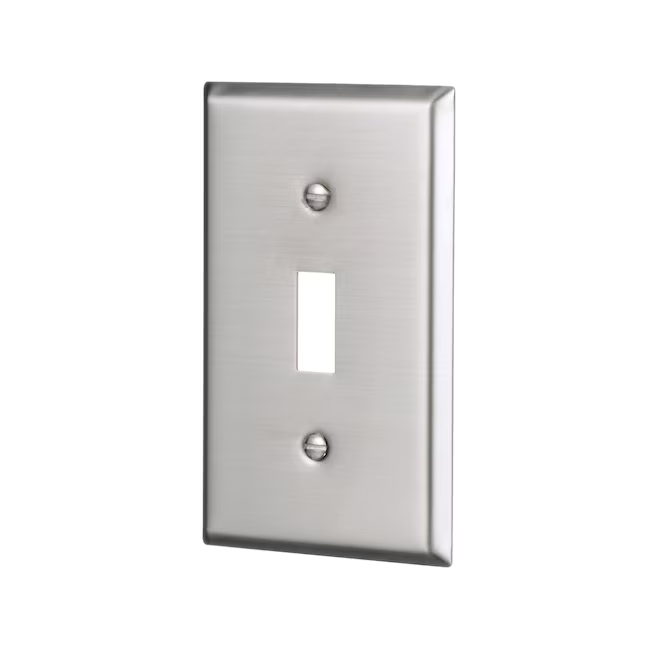 Eaton 1-Gang Standard Size Stainless Steel Stainless Steel Indoor Toggle Wall Plate