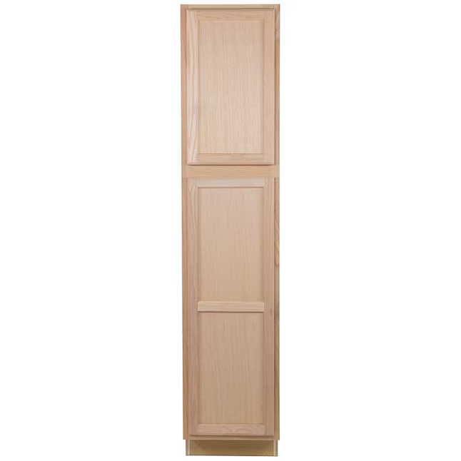 Project Source 18-in W x 84-in H x 23.75-in D Natural Unfinished Oak Door Pantry Fully Assembled Cabinet (Flat Panel Square Door Style)
