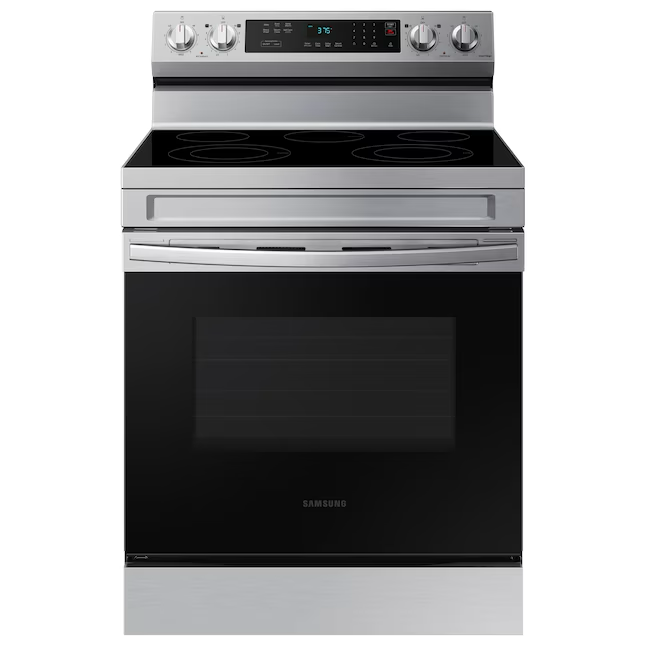 Samsung 30-in Glass Top 5 Burners 6.3-cu ft Self-Cleaning Freestanding Smart Electric Range (Stainless Steel)