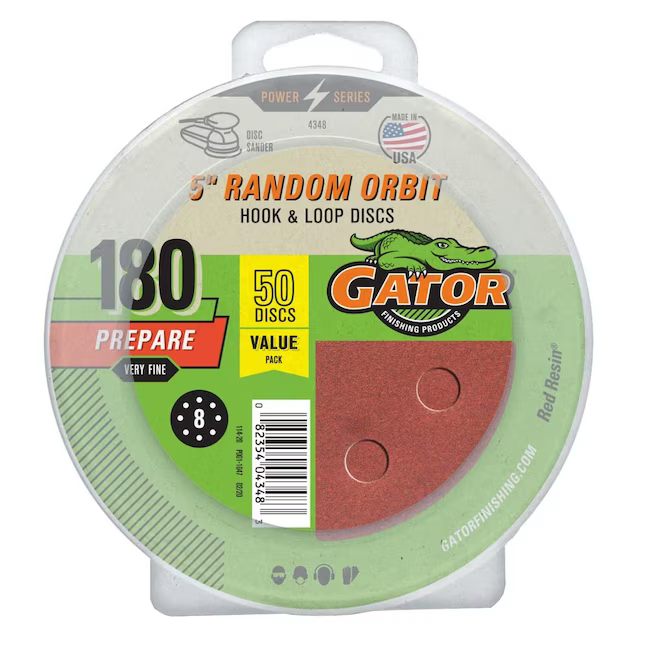 Gator 5 In 8H H/L Disc 180 Grit 50pk 50-Piece Aluminum Oxide 180-Grit Disc Sandpaper
