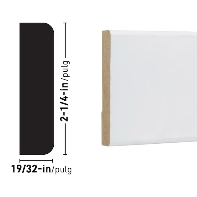 RELIABILT Carcasa de MDF 473 imprimada de 9/16 x 2-1/4 x 10 pies