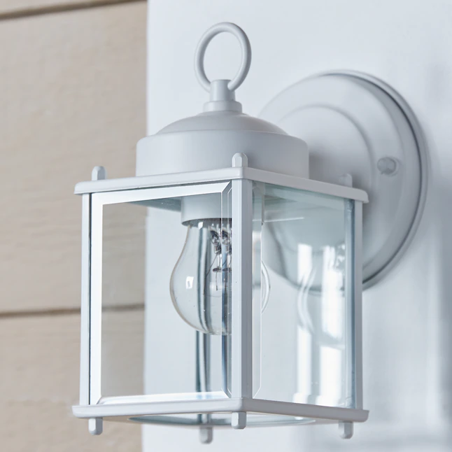 Project Source 1-Light 8.25-in White Outdoor Wall Light