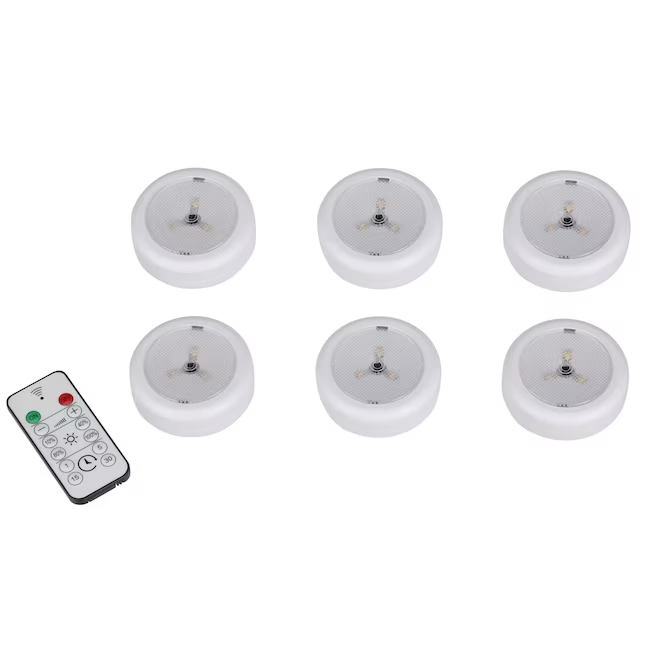 Ecolight Paquete de 6 luces de disco de batería de 3 pulgadas regulables con control remoto