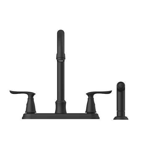 Project Source Laural Matte Black Double Handle High-arc Kitchen Faucet (Side Spray Included)