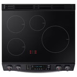 Samsung Rapid Heat Induction 30-in 4 Elements 6.3-cu ft Self and Steam Cleaning Air Fry Convection Oven Slide-in Smart Induction Range (Fingerprint Resistant Black Stainless Steel)