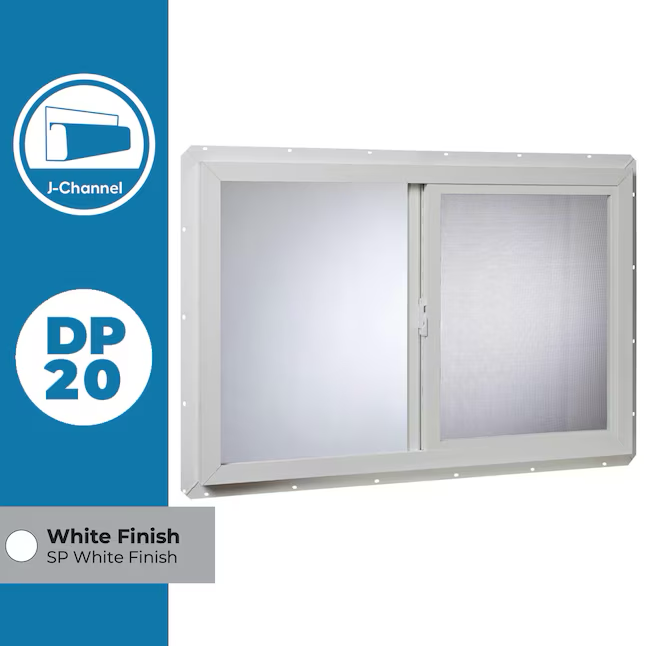 RELIABILT Serie 14500 Jamba de 47-3/4 pulgadas x 35-3/4 pulgadas x 2-29/32 pulgadas Ventana corrediza blanca de vinilo operable por la izquierda Media pantalla incluida