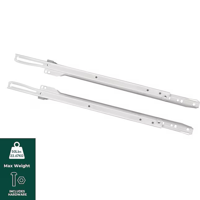 RELIABILT 16-in 3/4 Extension Self-closing Bottom Mount European 50-lb Load Capacity White Drawer Slide 1-Pair (2-Pieces)