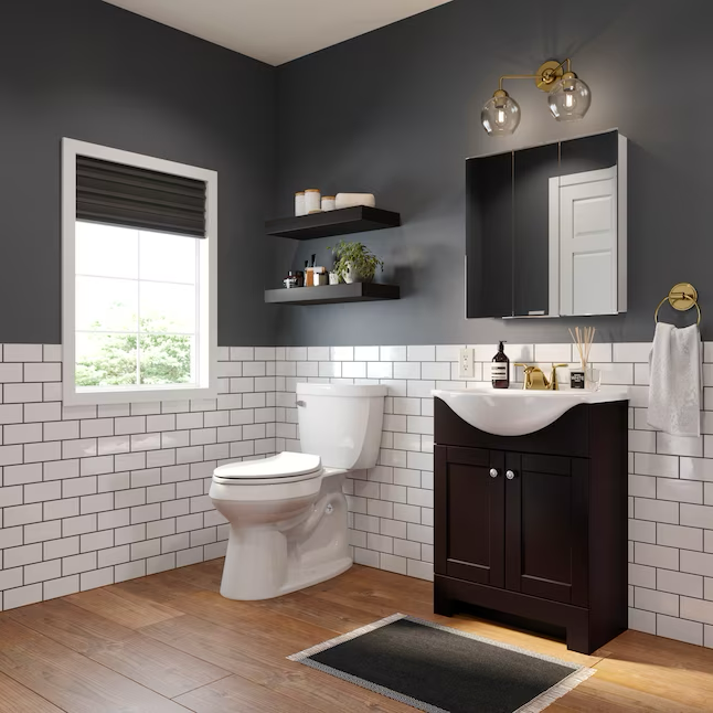 Style Selections Euro 24-in Espresso Single Sink Bathroom Vanity with White Cultured Marble Top