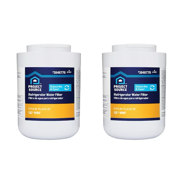 Project Source Filtro de agua giratorio para refrigerador de 6 meses G-1-2 compatible con GE MWF, paquete de 2