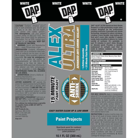 DAP Alex Ultra 10.1-oz White Paintable Latex Caulk