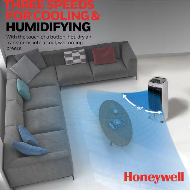 Honeywell 214-CFM 3-Speed Indoor Portable Evaporative Cooler for 130-sq ft (Motor Included)