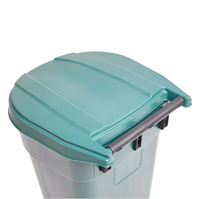 Project Source 50-Gallons Green Plastic Wheeled Trash Can with Lid Outdoor