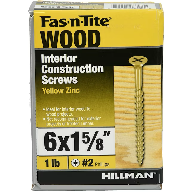 Tornillos para madera para interiores de zinc amarillo Fas-n-Tite n.º 6 x 1-5/8 pulgadas