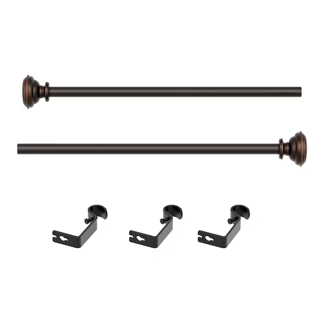 Style Selections Sema 48-in to 84-in Dark Oil-Rubbed Bronze Steel Single Curtain Rod with Finials