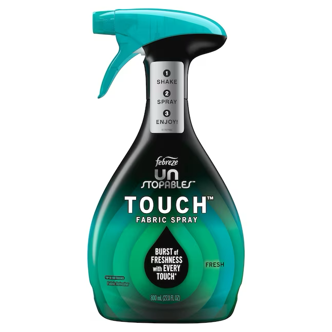 Febreze Unstopables Touch Spray y eliminador de olores Desodorante de tela fresca de 27 onzas líquidas