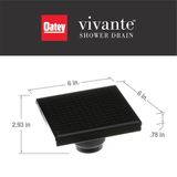 Oatey Vivante 6-in Matte Black Square Shower Drain with Square Pattern