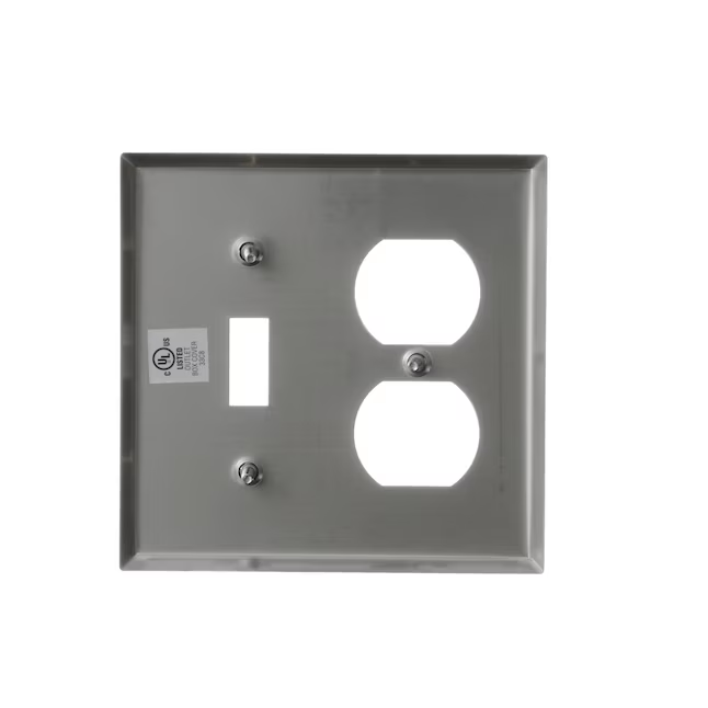Eaton 2-Gang Standard Size Stainless Steel Stainless Steel Indoor Toggle/Duplex Wall Plate