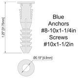 Project Source Anclajes para paneles de yeso de 25 lb, 1/4 x 1-1/4 pulgadas con tornillos incluidos (paquete de 100)