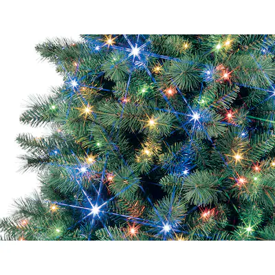 GE Árbol de Navidad artificial delgado preiluminado de pino Claremont de 7,5 pies con luces LED