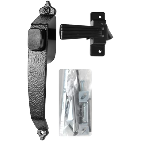 WRIGHT PRODUCTS Kit de herrajes para puerta contra tormentas y pantalla con botón pulsador de metal fundido a presión, ajustable, de 1,8 pulgadas, color negro