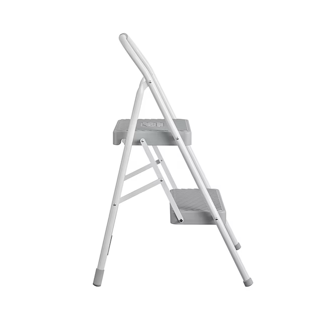 Project Source Taburete plegable de acero gris con 2 escalones y capacidad de 225 lb
