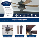Harbor Breeze Merrimack II 52-in Bronze Indoor/Outdoor Ceiling Fan with Light (5-Blade)