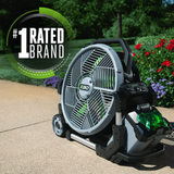 EGO 18-in 56-Volt 5-Speed Indoor or Outdoor Silver and Black Misting Floor Fan (Battery and Charger Not Included)