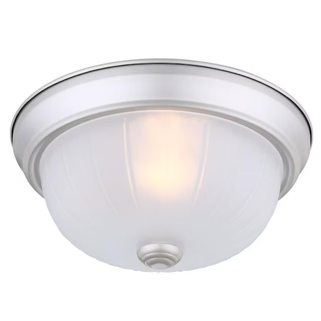 Project Source 1-Light 10-in Painted Brushed Nickel Flush Mount Light