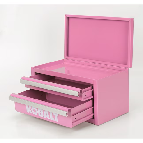 Caja de herramientas Kobalt Mini de acero rosa con 2 cajones y 10,83 pulgadas