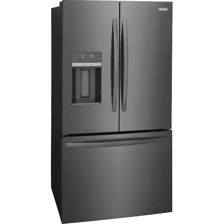 Refrigerador Frigidaire de puerta francesa de 27.8 pies cúbicos con máquina de hielo, dispensador de agua y hielo (acero inoxidable negro) ENERGY STAR