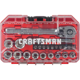 CRAFTSMAN 24-teiliges metrisches Mechanik-Werkzeugset aus poliertem Chrom mit Hartschalenkoffer 