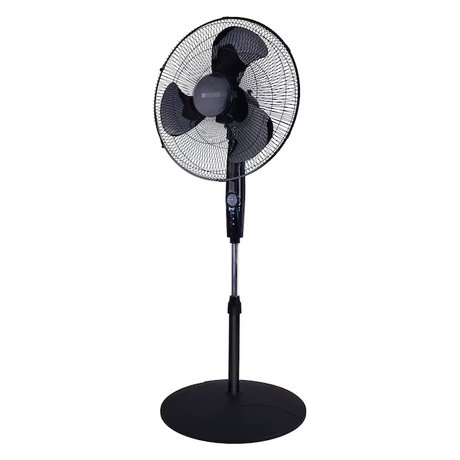 Utilitech Ventilador de pedestal oscilante para interiores, 18 pulgadas, 120 voltios, 3 velocidades, color negro, con control remoto