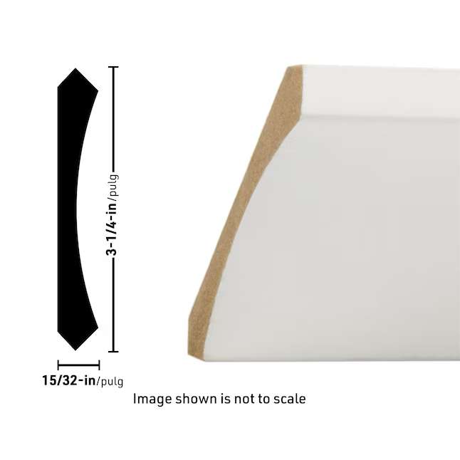 RELIABILT Craftsman Moldura de corona MDF 83 imprimada de 3-1/4 pulgadas x 8 pies 