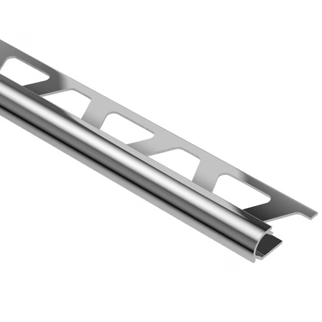Schluter Systems Rondec 0,375 pulgadas de ancho x 98,5 pulgadas de largo, borde redondeado de aluminio anodizado cromado pulido