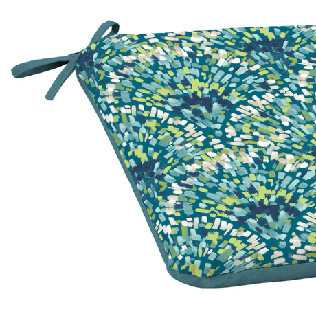 Style Selections 18-in x 19-in Teal Waves Patio Chair Cushion