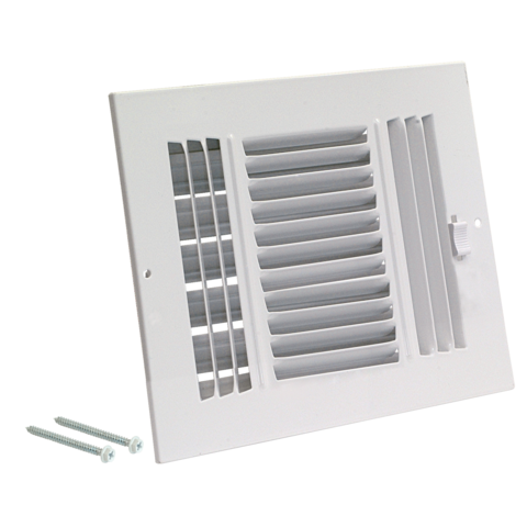 EZ-FLO 8 in. x 4 in. (Duct Size) 3-Way Steel Wall/Ceiling Register White