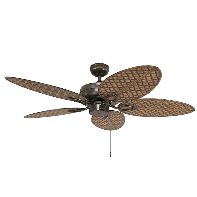 Harbor Breeze Tilghman II 52-in Bronze Indoor/Outdoor Downrod or Flush Mount Ceiling Fan (5-Blade)