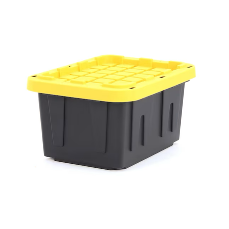 Project Source Commander Small 5-Gallons (20-Quart) Black and Yellow Heavy Duty Tote with Standard Snap Lid