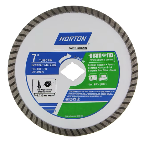 Norton 7-Zoll-Nass-/Trocken-Turbo-Rand-Diamantsägeblatt
